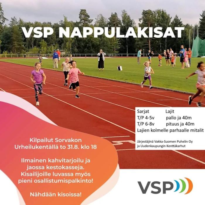 Tervetuloa VSP:n nappulakisoihin to 31.8. klo 18 Sorvakon urheilukentälle 🏃🏃♀️ Paikalla kahvitarjoilu ☕ ja jaossa kes...